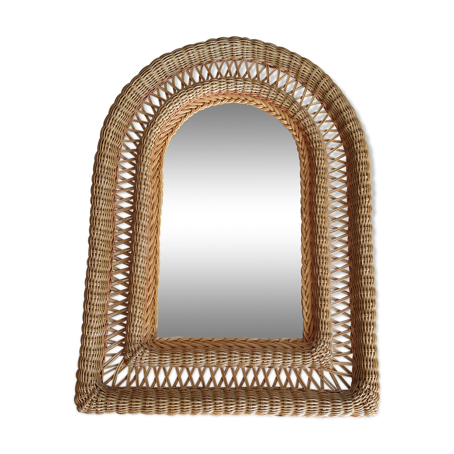 Old vintage rattan mirror