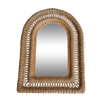 Ancien miroir rotin vintage