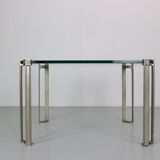 Peter Ghyczy for Ghyzcy Square Glass Coffee Table, 1970's Hollywood Regency