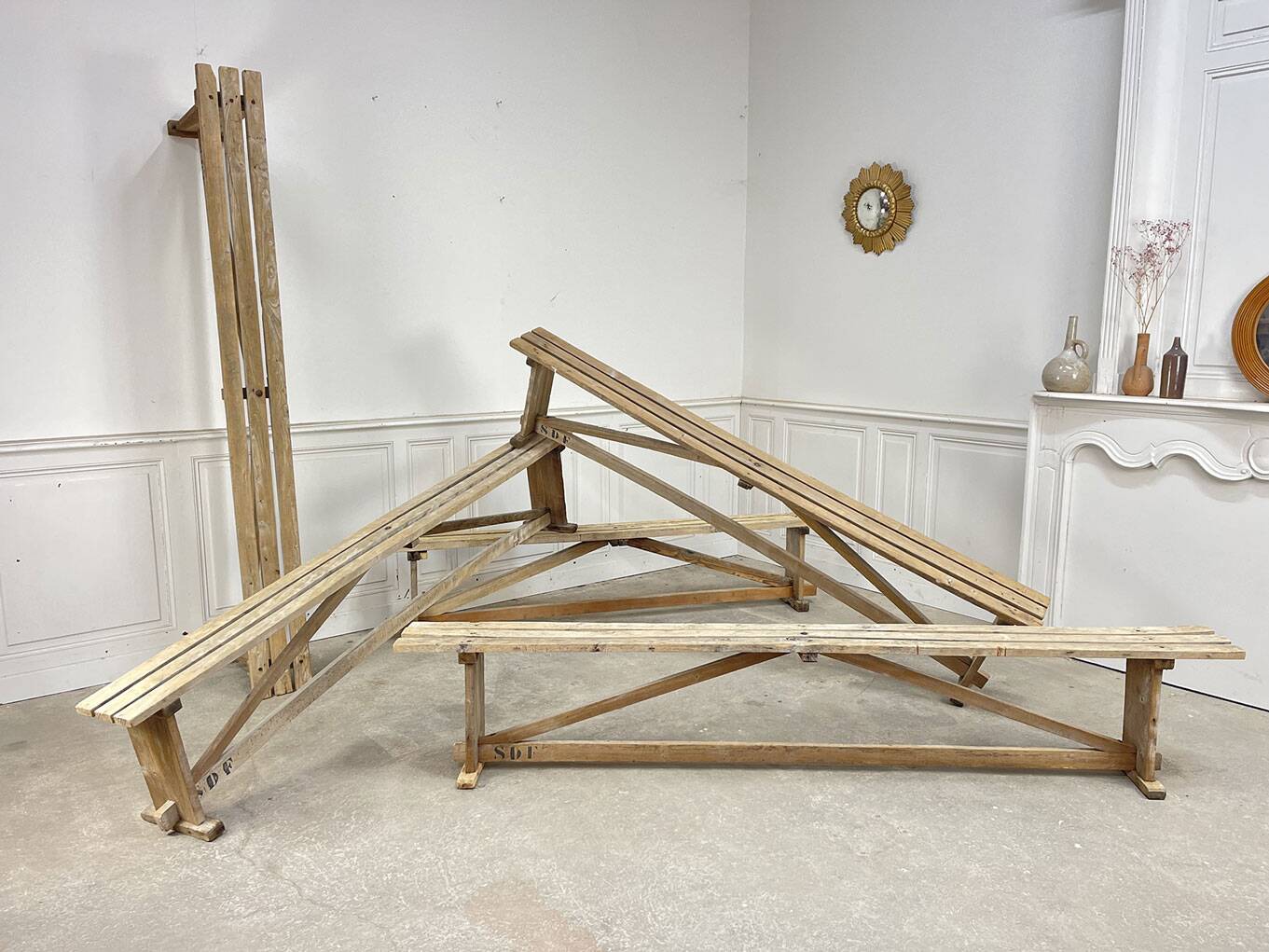 Slatted benches 1930 in beech