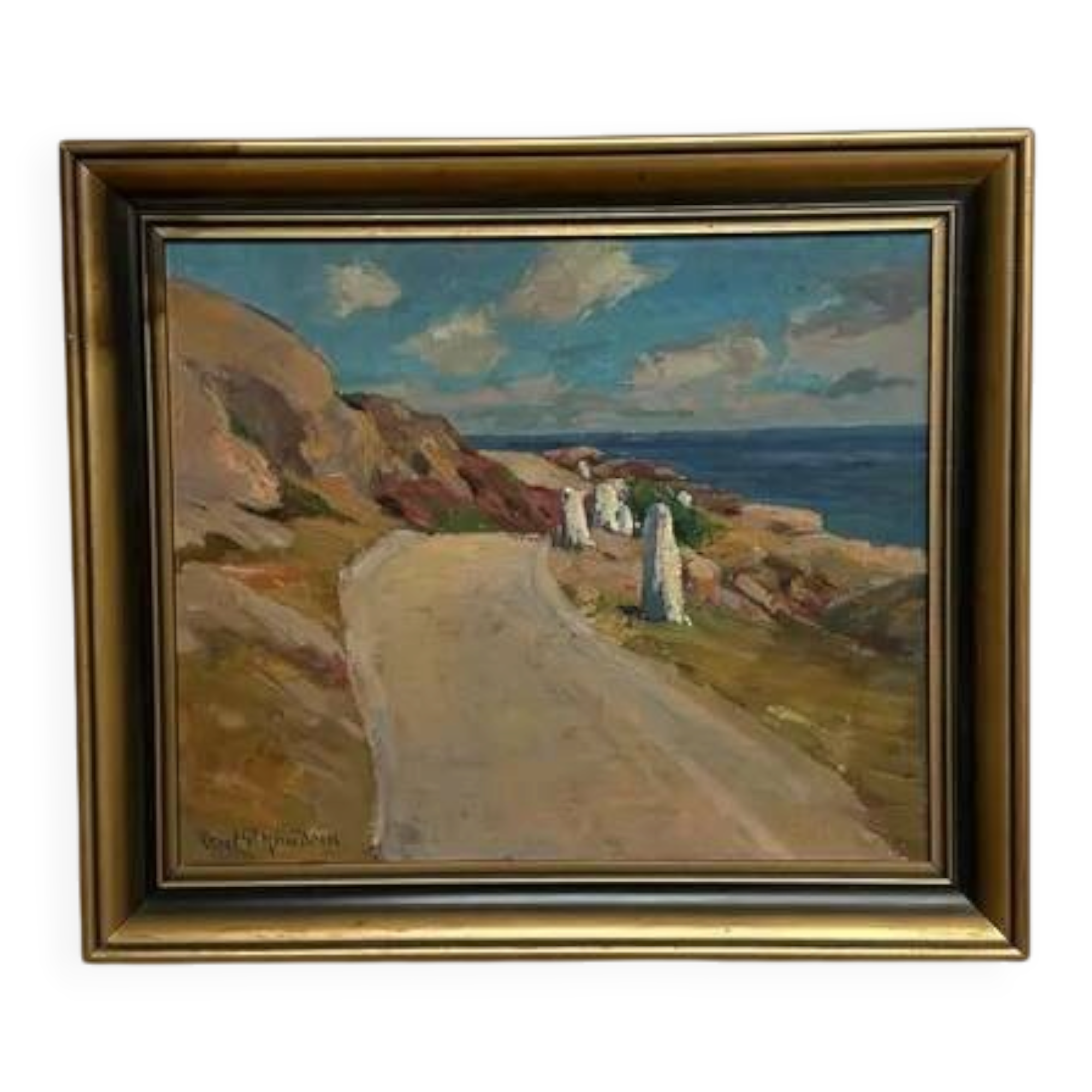 Original Swedish Oil on Canvas – “The Way” by Aksel G Knůdsen – Signed, Vintage & Framed – 52 x 45 cm (24" x 20")
