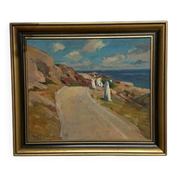 Original Swedish Oil on Canvas – “The Way” by Aksel G Knůdsen – Signed, Vintage & Framed – 52 x 45 cm (24" x 20")