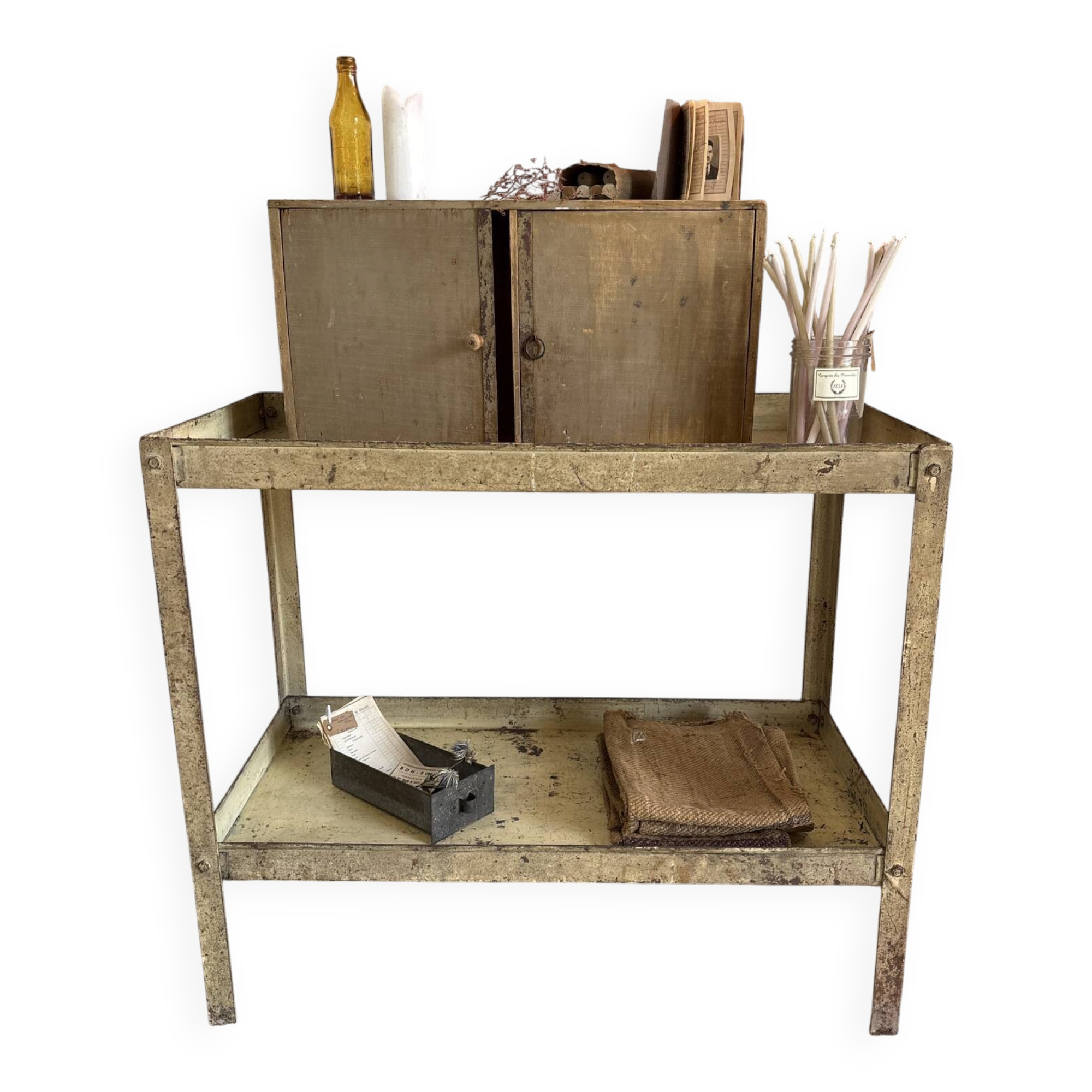 Beige metal shelf