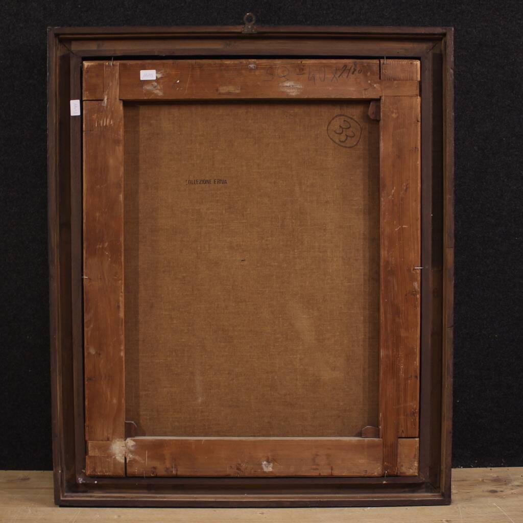 Peinture italienne antique du 17ème siècle, Sainte Famille.