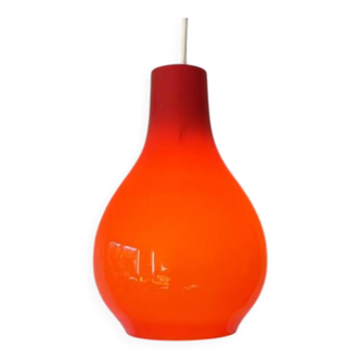 Red Opaline Glass Pendant lamp, Germany, 1960s