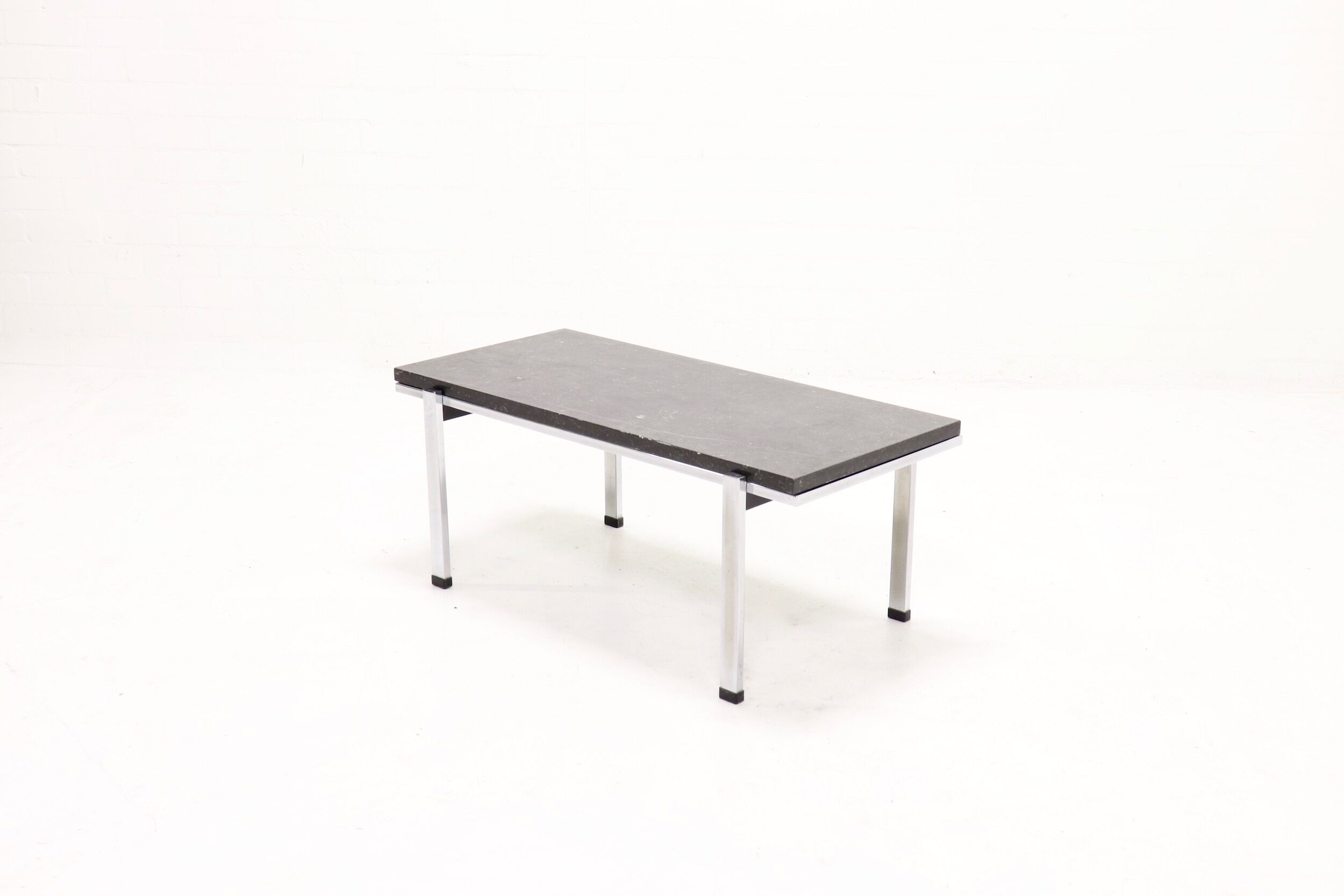 Mid century grey limestone and chrome coffee table 1960