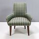 Pair of High-Quality Green Patterned Fabric and Beech Armchairs, Italy