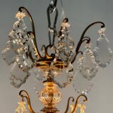 Louis XV style cage chandelier in gilded bronze decorated with tassels circa 1920