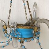 Glass and opaline chandelier
