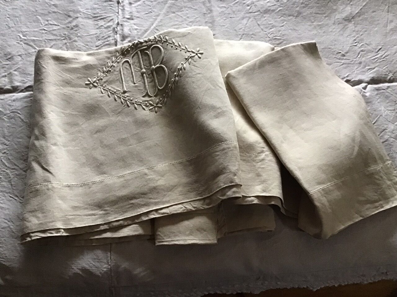 Linen sheet 2 people marked MB