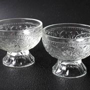 Set of 4 Vintage Pressed Glass Dessert Bowls Cibulak by Pavel Panek / 1977