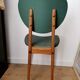 Wooden chair and green leather years -60s