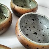 4 glazed pyrite stoneware bowls from the 70s