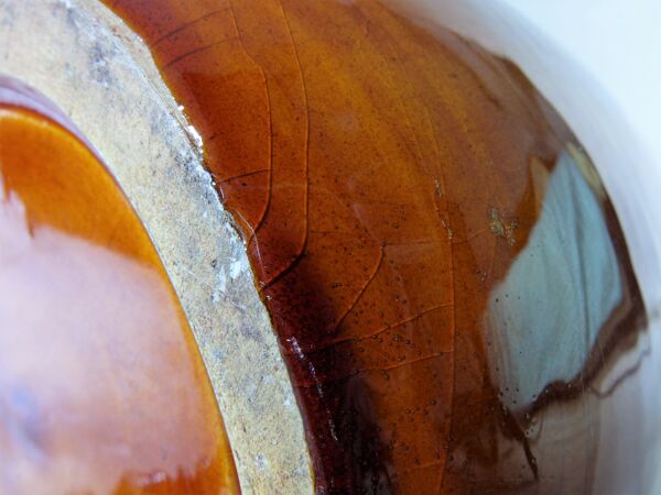 Bouteille en céramique émaillée orange et marron Vallauris 60