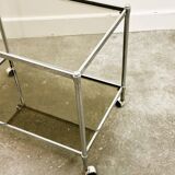 Vintage Chrome Drink Trolley - Bar Cart with smoked glass, 1980s
