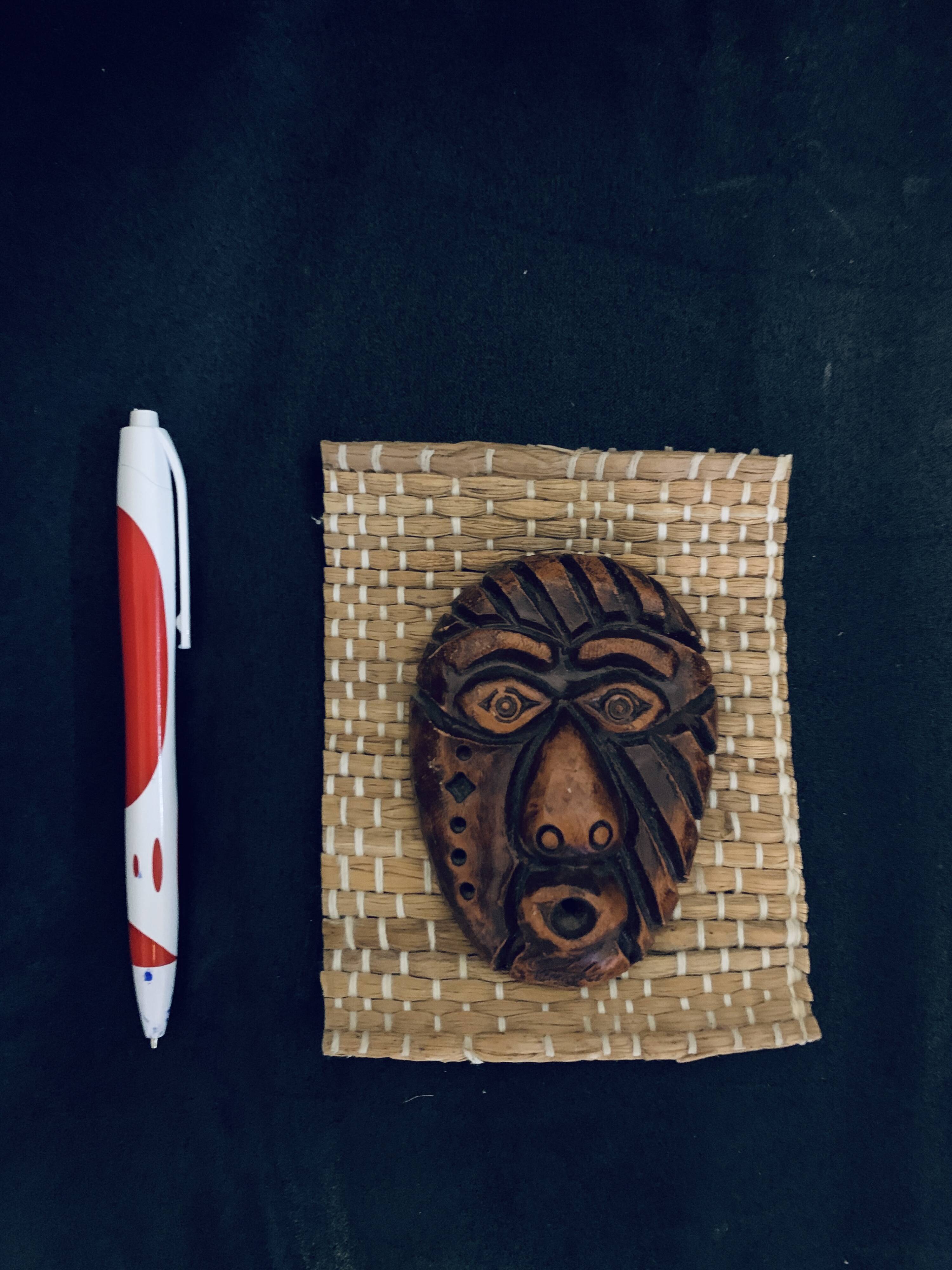 Masque cuba Tainos en terre cuite 13cm cubain ancien vintage sur tissage