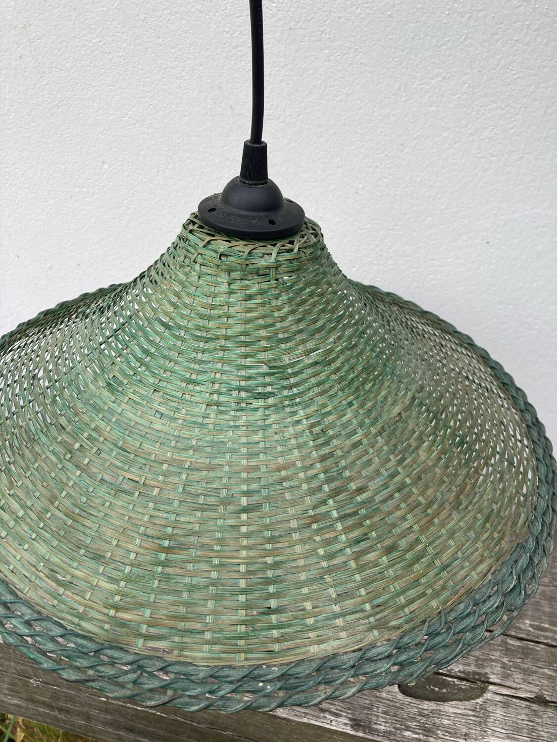 Green rattan pendant light