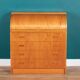 Retro Teak 1960s Danish Tambour Front Roll Top Bureau Writing Desk