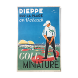 Poster "Dieppe on the beach on the beach" miniature golf by Leon Gambier from the 1950s