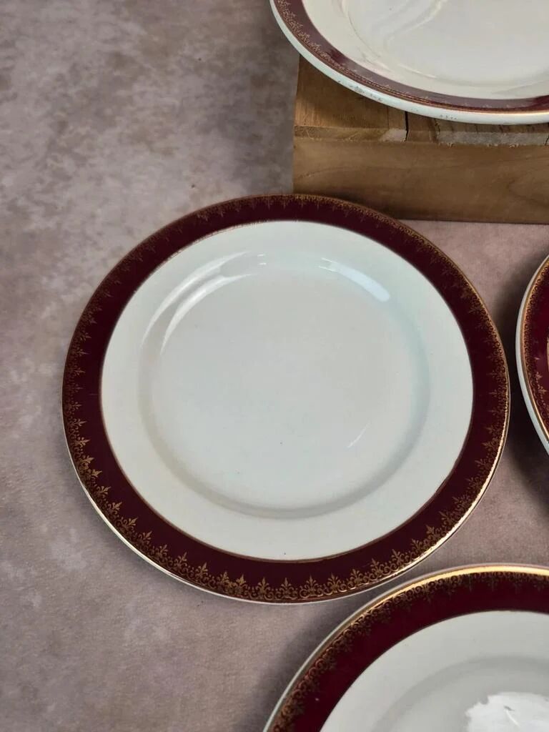 Lot de 12 assiettes à dessert Digoin Sarreguemines « rubis »