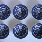 6 Willow blue English porcelain bowls