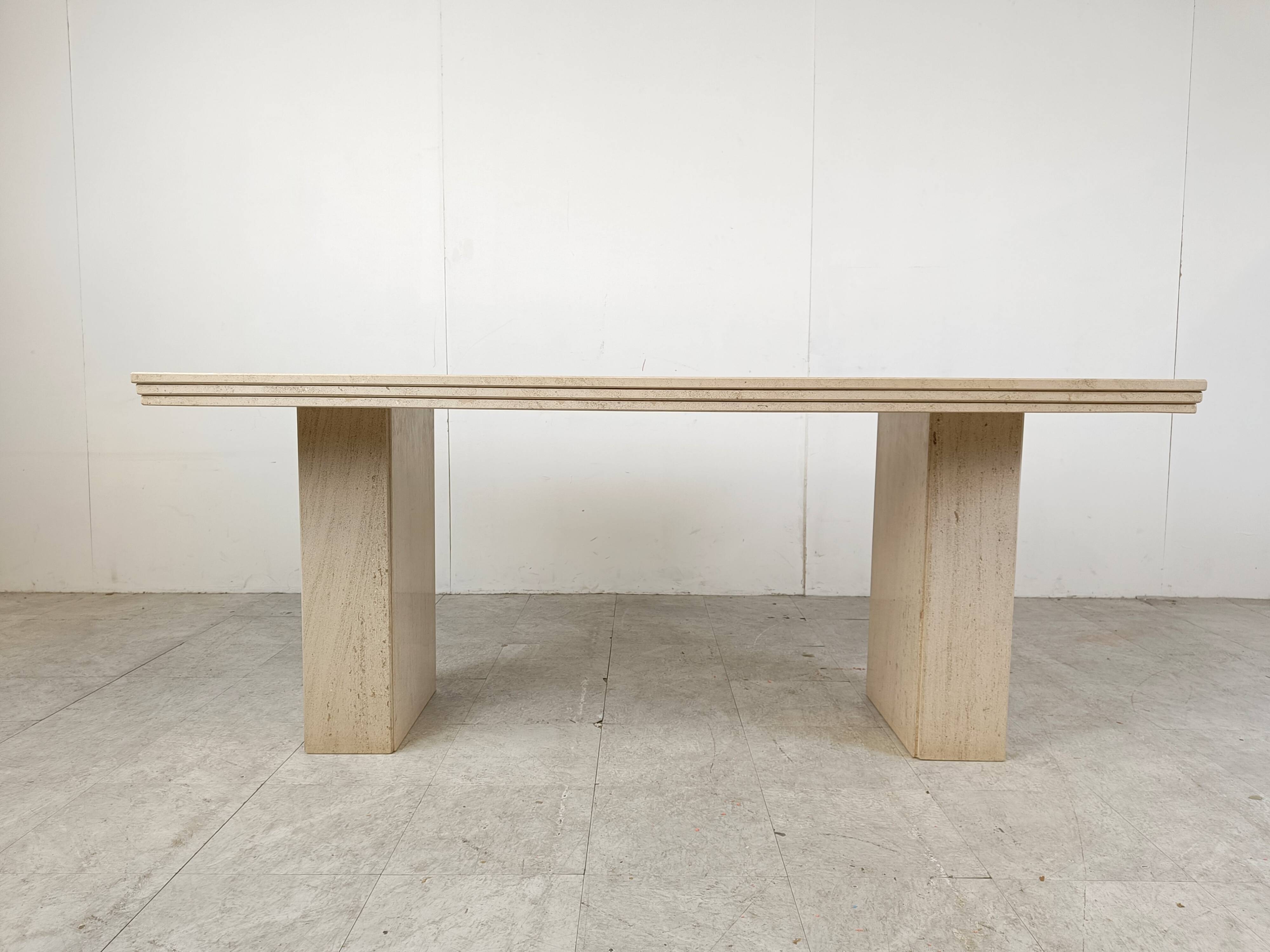 Vintage travertine dining table, 1970s