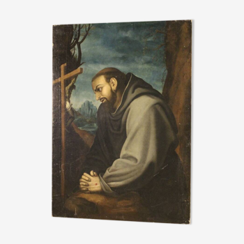 Antique Painting Saint Francis From 18th Century