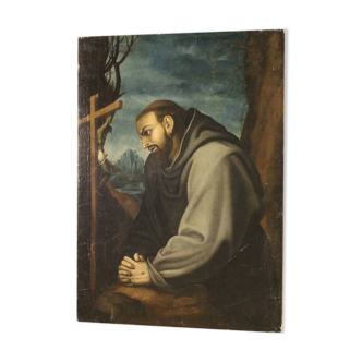 Antique Painting Saint Francis From 18th Century