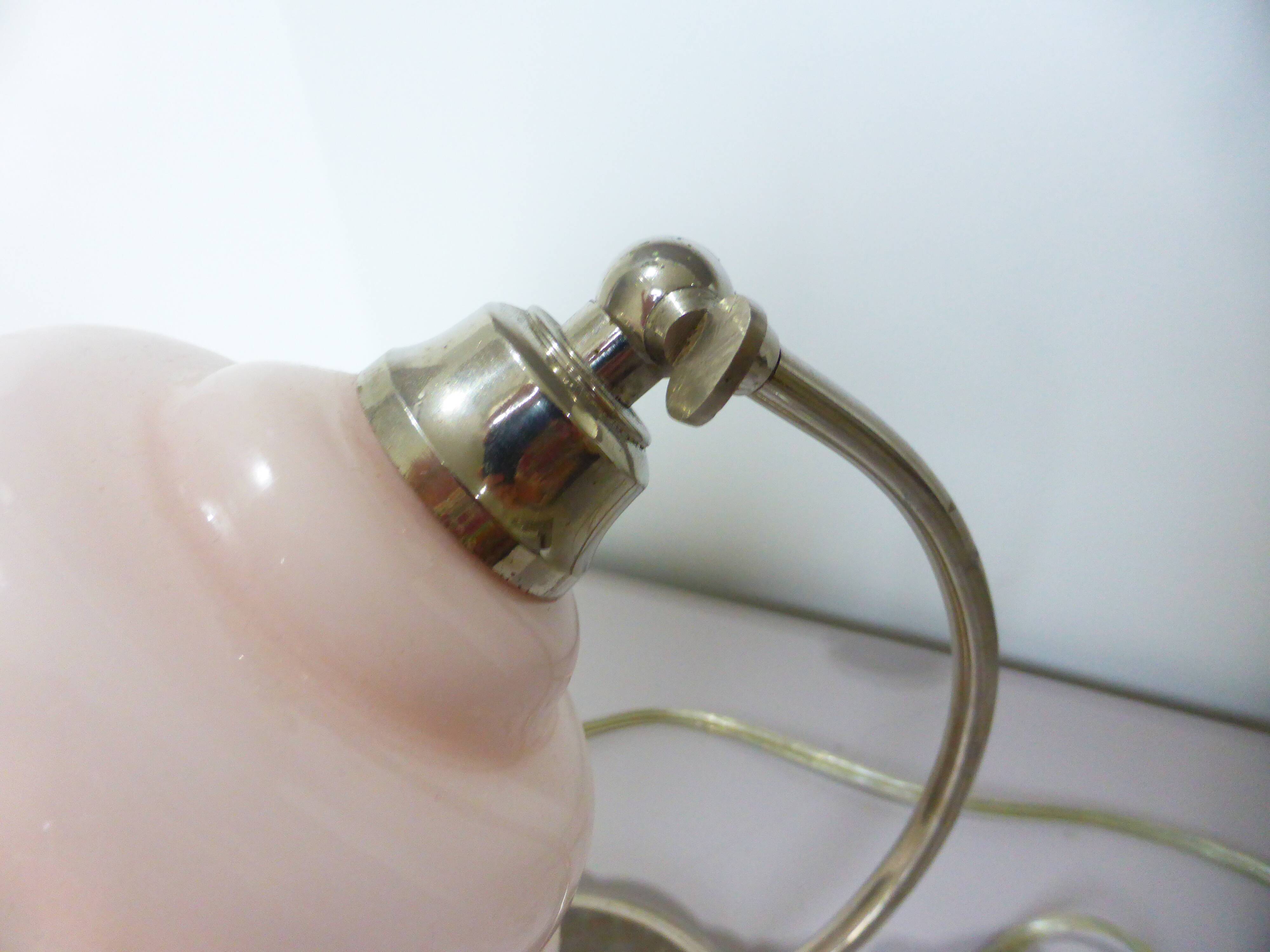 art deco table lamp with pink opaline glass 231138
