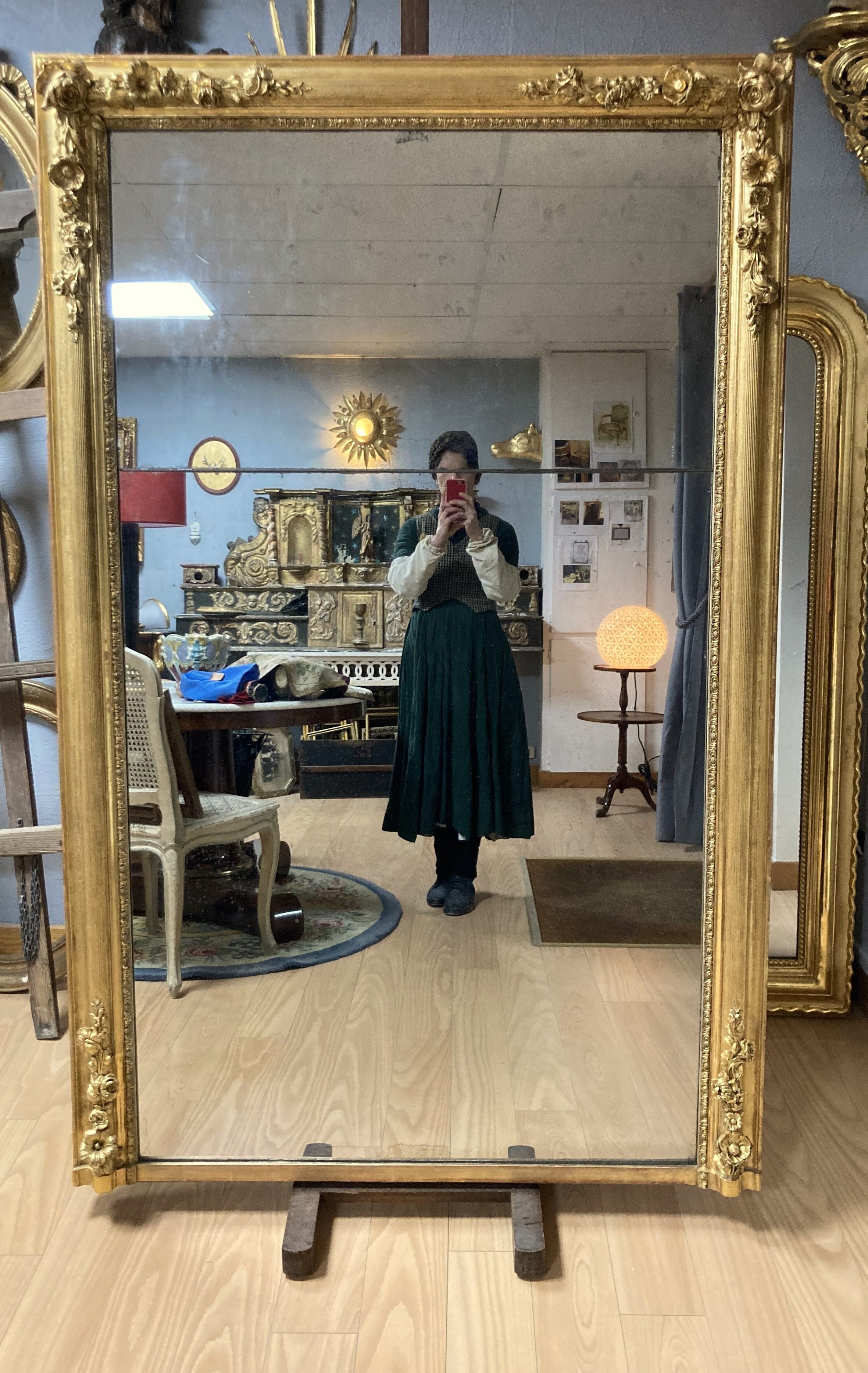 Gilded wooden mirror Napoleon III 186x119cm