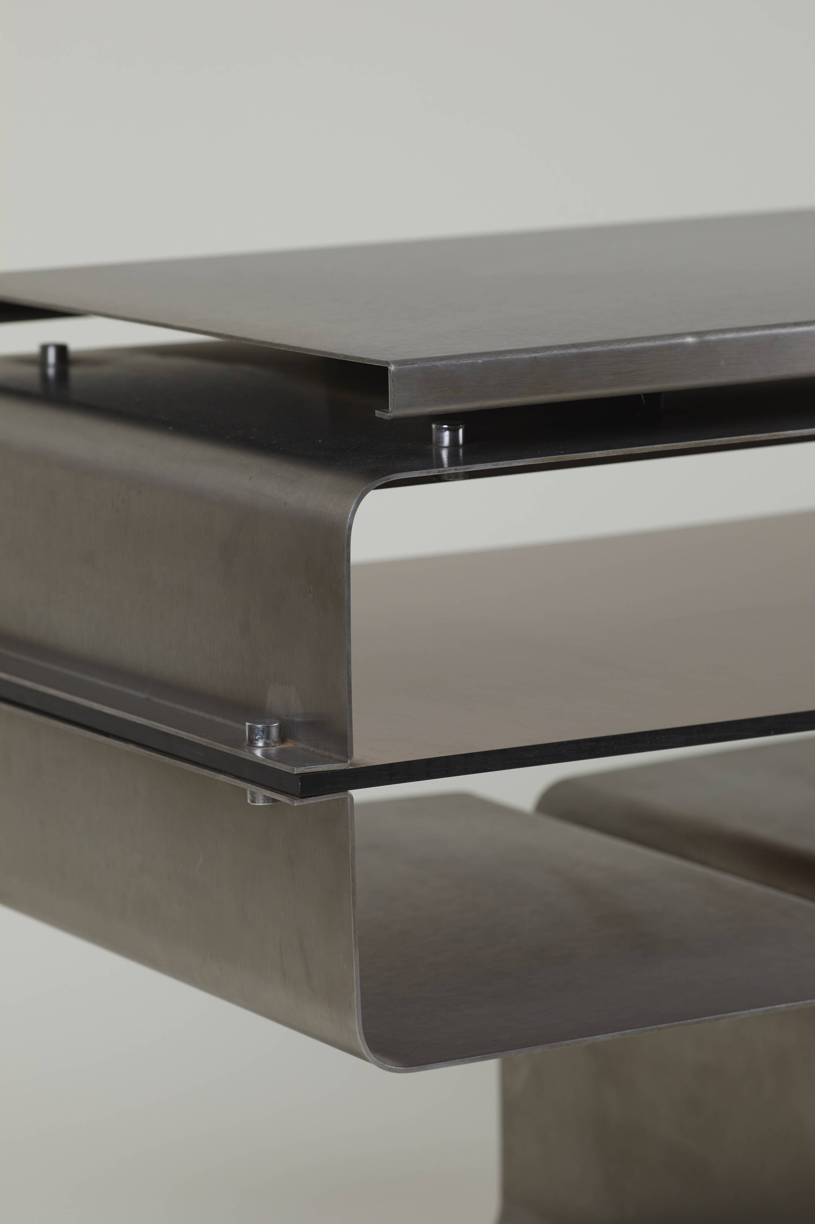 Stainless steel TV cabinet designed by François Monnet for Kappa / Uginox vintage Space Age circa 1970