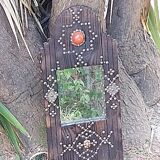 Ancient brutalist oriental wooden mirror 23x53cm