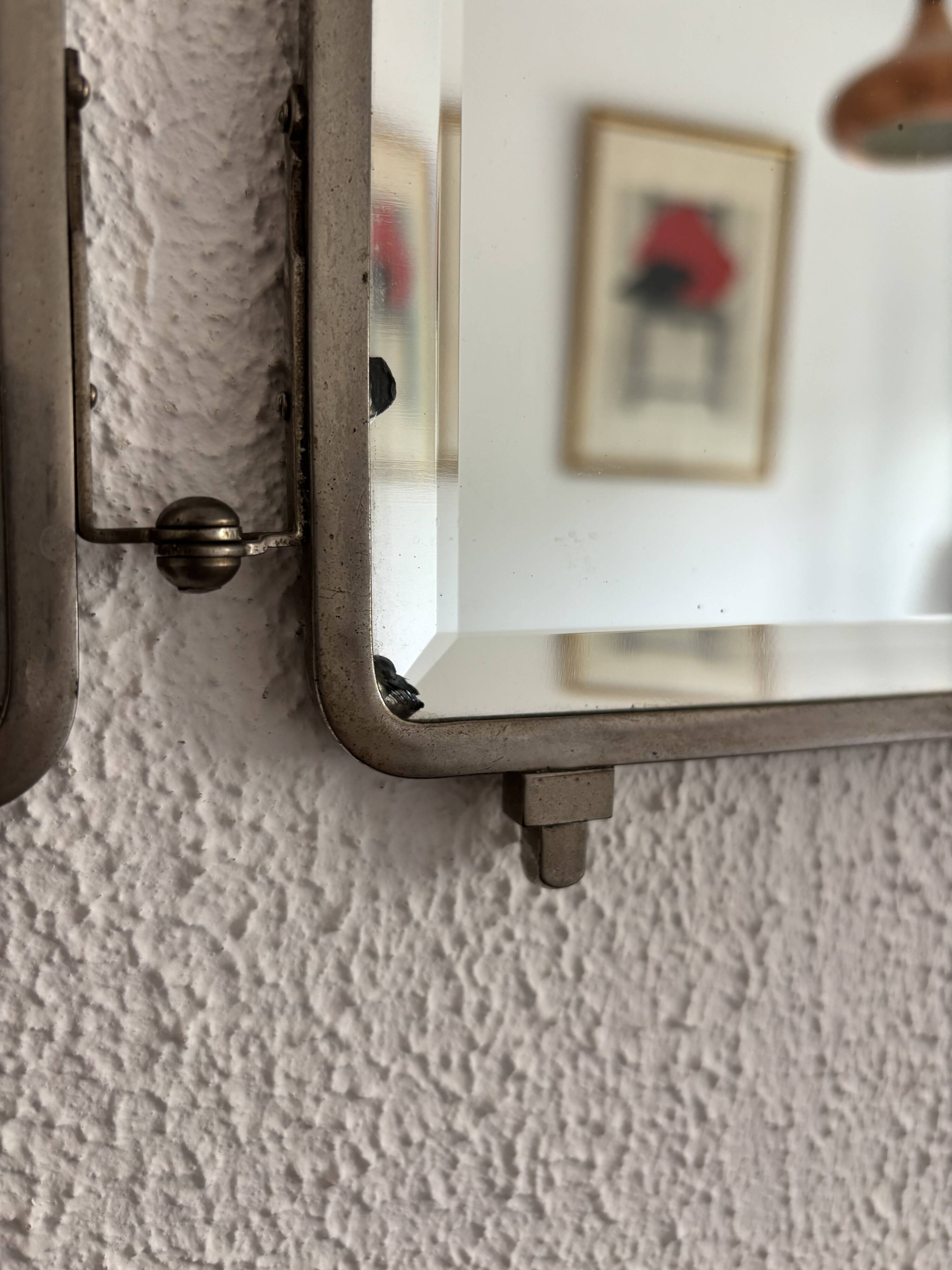 Miroir vintage 1920 triptyque barbier Art Déco cristal hexagone- 33 x 78 cm