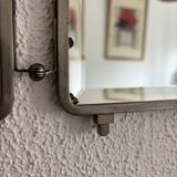 Miroir vintage 1920 triptyque barbier Art Déco cristal hexagone- 33 x 78 cm