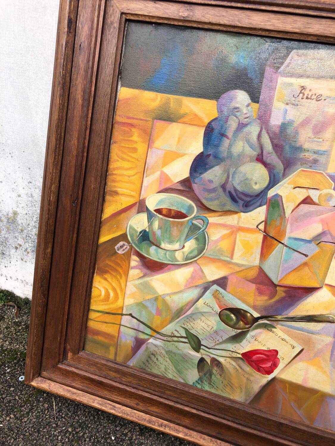 Tableau école cubiste vintage nature morte collection