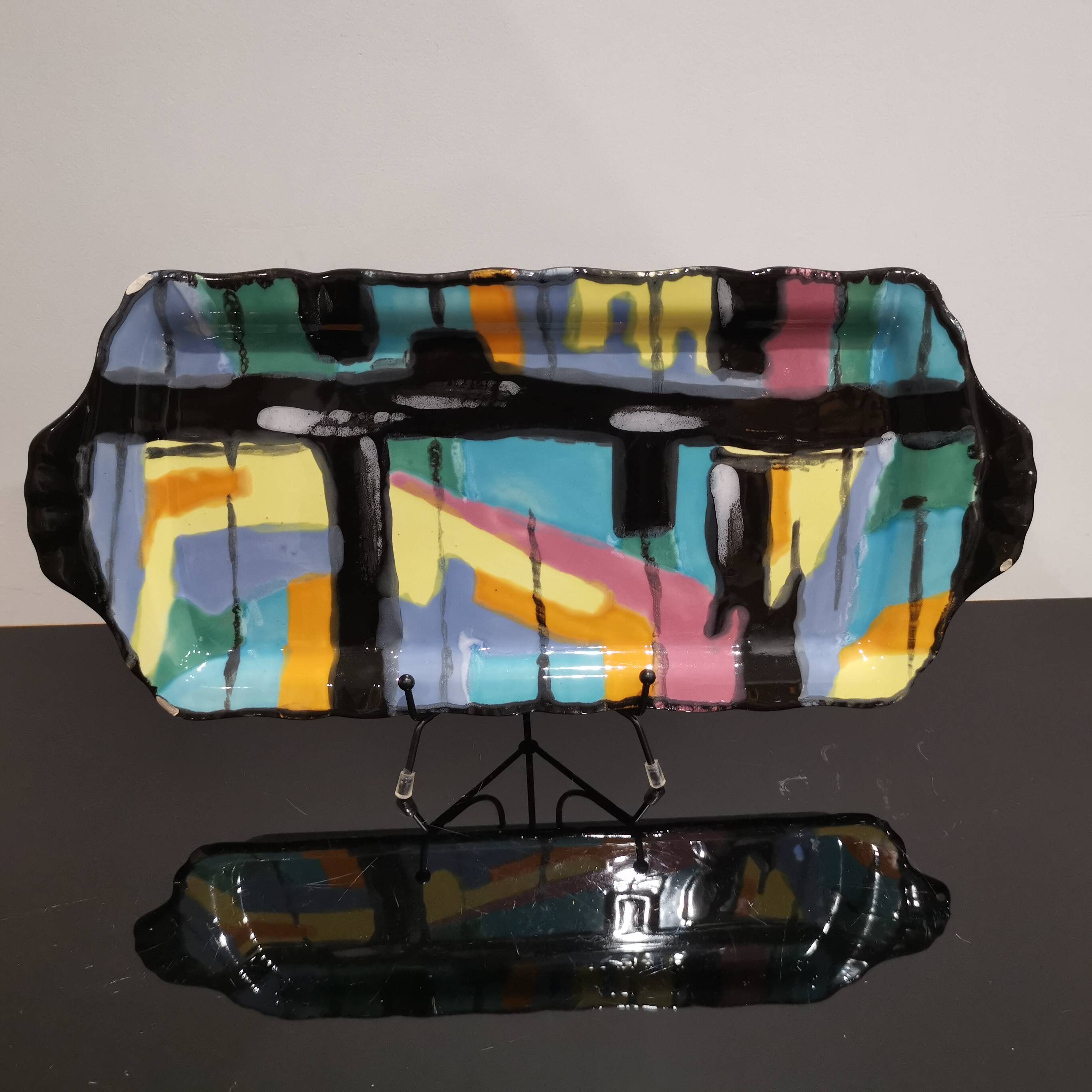 Rectangular art deco dish Longwy Pigalle 1960