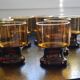 7 Vintage Mouth Blown Amber Stemmed Glasses