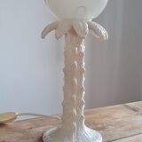 Ceramic palm lamp and white opaline globe