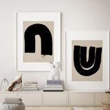 Pair of giclee prints. Abstract wall art set of two, A3