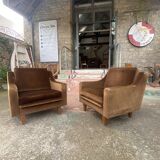 Pair of vintage brown armchairs circa 1970