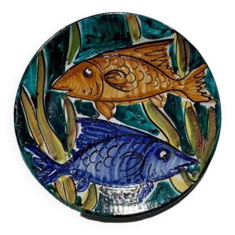 Orange and blue fish plate, Sicily Italy
