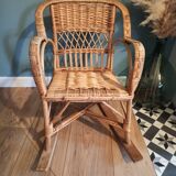 Vintage rattan children's rocking chair
