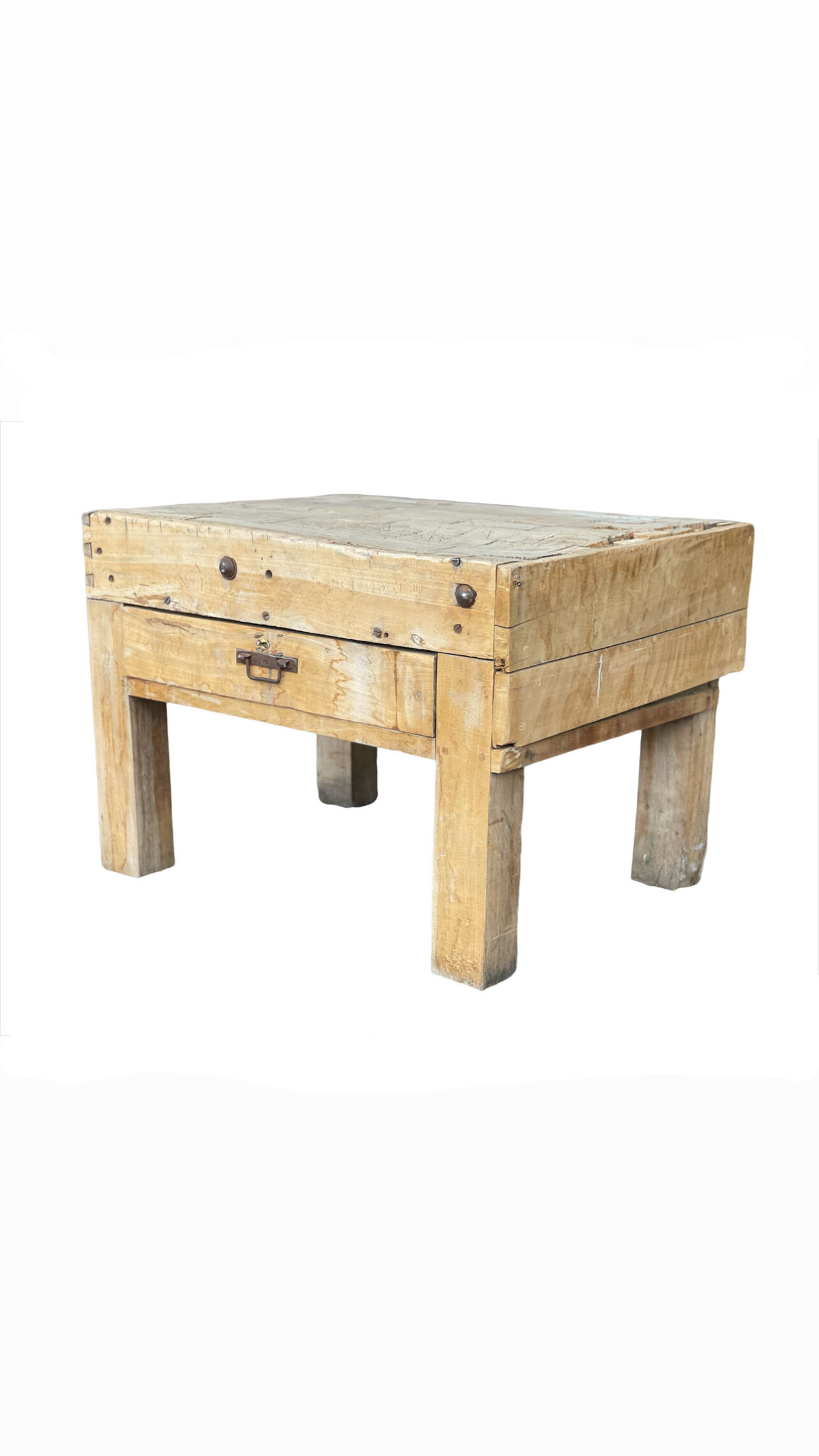 Small log workbench of Butchery solid wood 1930 ́
