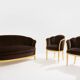 Maurice Dufrène gilded wood bench with brown velvet 1925