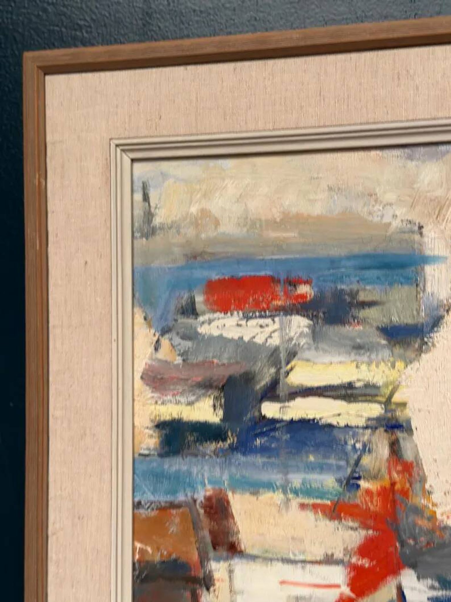 Original Swedish Oil on Canvas - "Abstract Harbour Motif" vintage