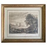 After claude le lorrain, engraving, landscape with shepherds