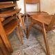 Set of 6 stackable chairs wood feet compass Germany 1960's