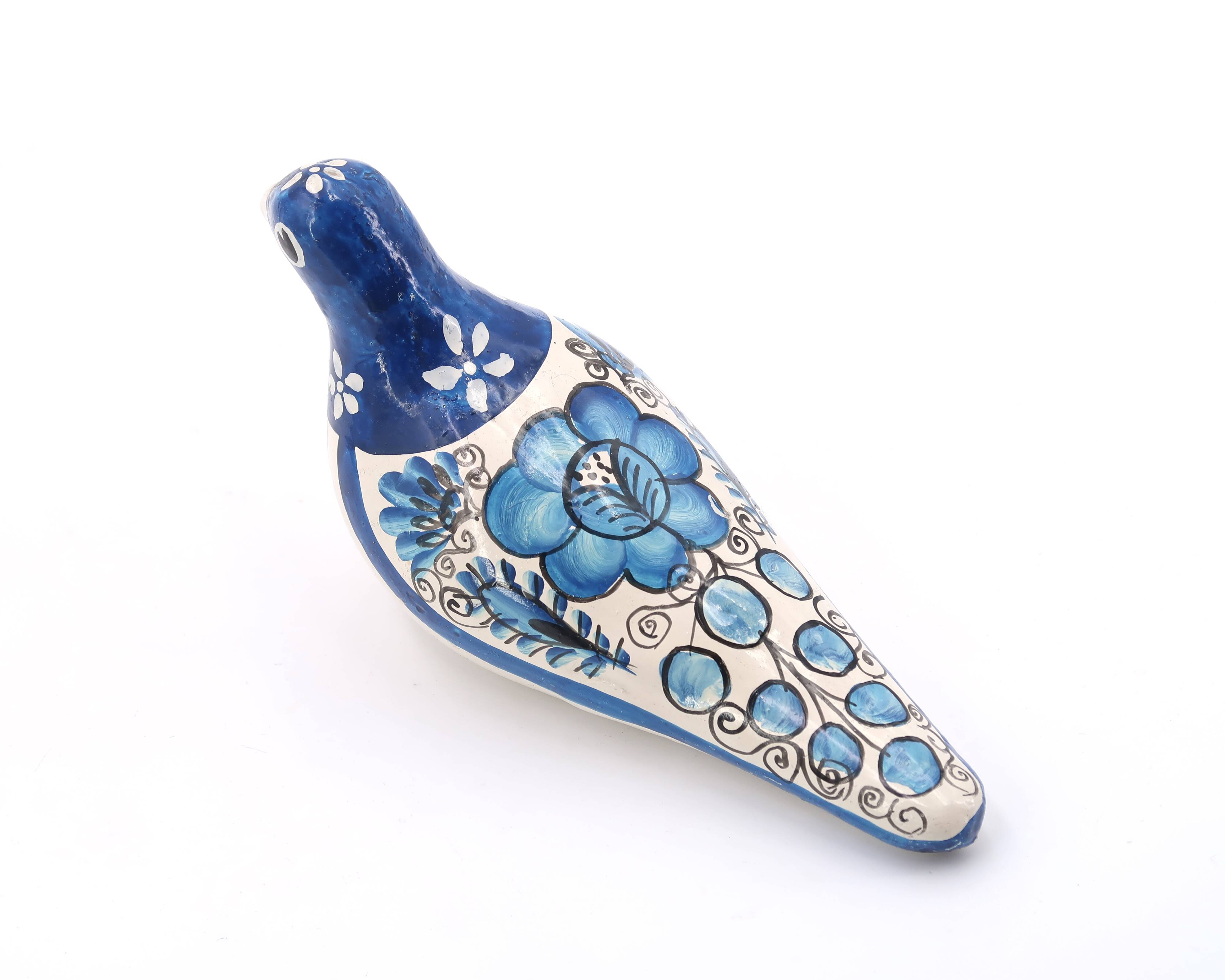 Blue and white folk bird from Mexico, 1970s