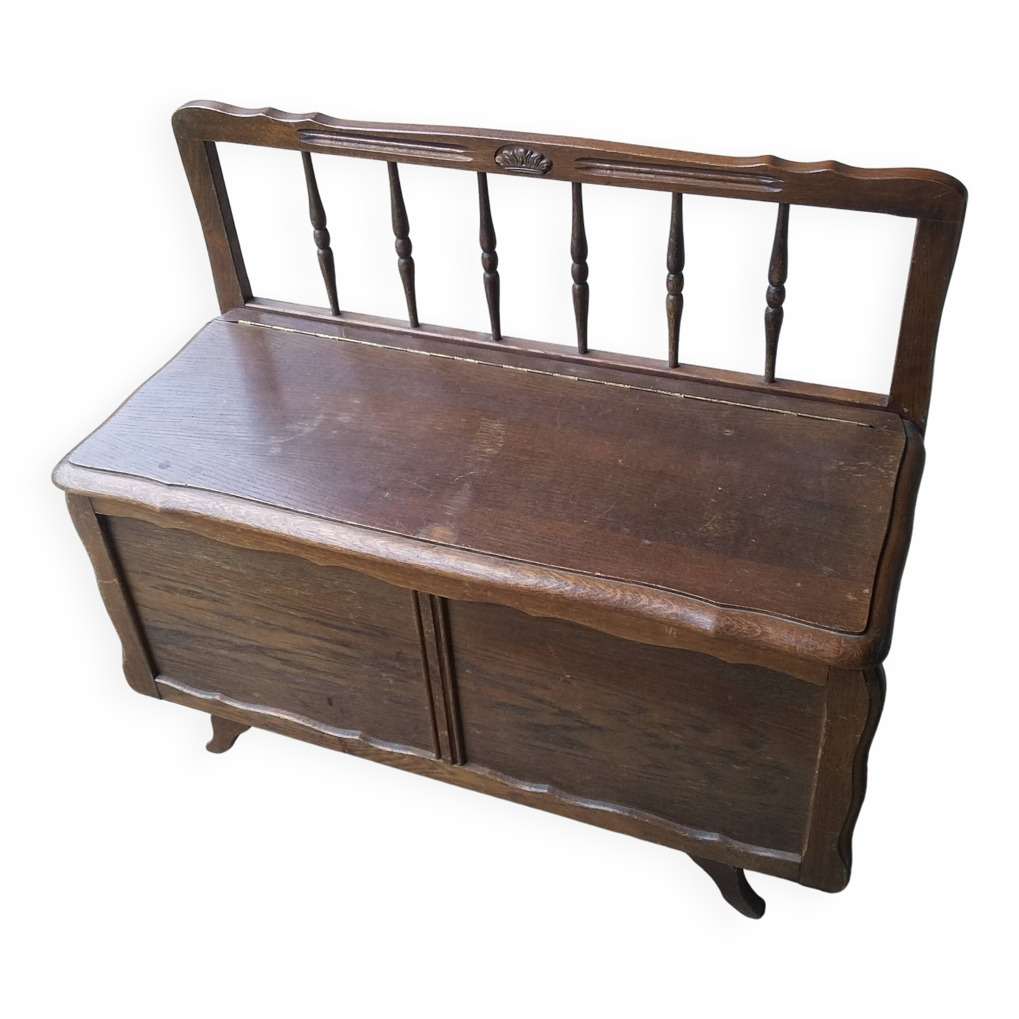 Small Oak Storage Bench - 20th Century