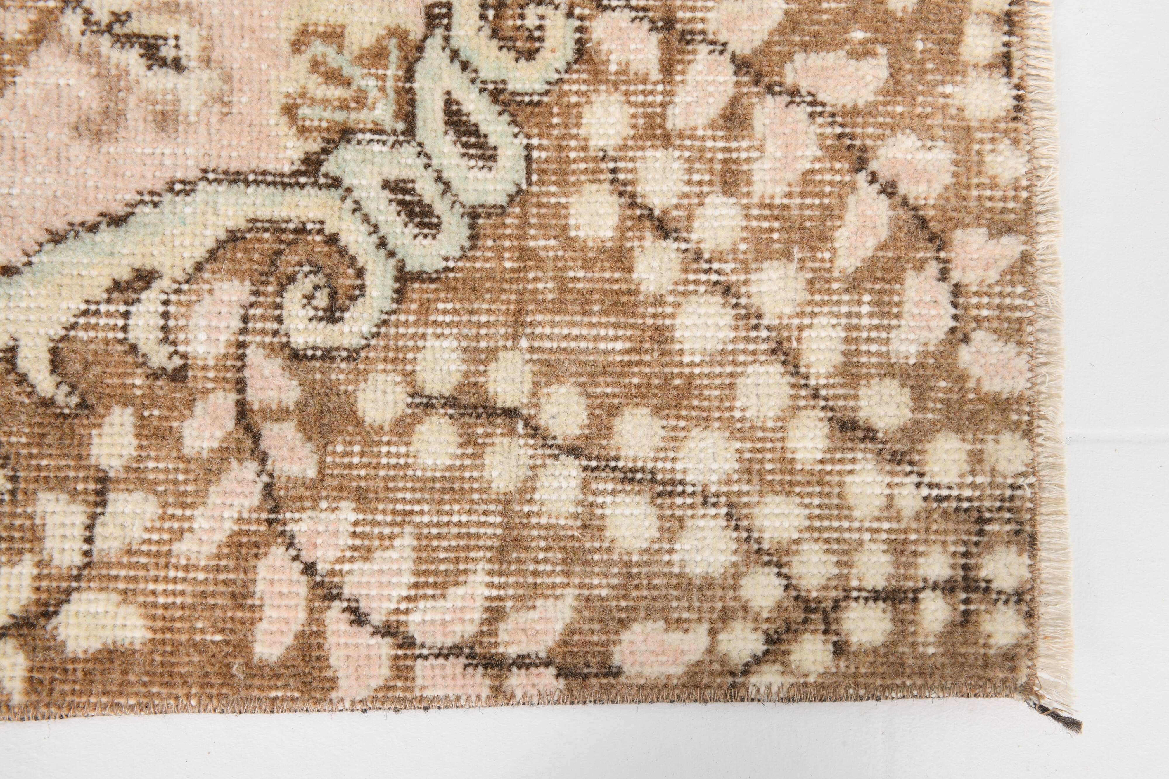 6x9 Cream & Brown Oriental Vintage Rug, 175x290Cm